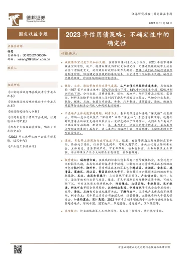 2023年信用债策略:不确定性中的确定性-20221116-德邦证券-32页