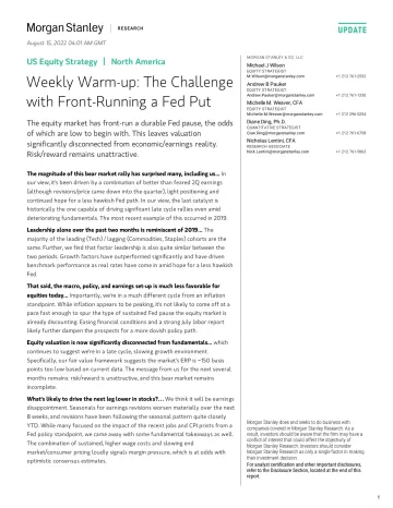 Morgan Stanley - The Challenge with Front-Running a Fed Put