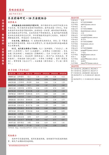 10月金股组合-20220930-东亚前海证券-23页