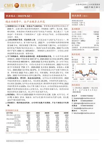 招商证券-章源钨业(002378)钨业专精骨干,全产业链多点开花-230605