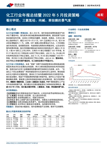 化工行业年报总结暨2022年5月投资策略:看好钾肥、三氯氢硅、纯碱、草铵膦的景气度-20220429-国信证券-25页