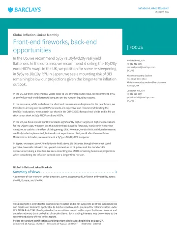 Barclays_Global Inflation-Linked Monthly Front-end fireworks, back-end opportunities_20220819