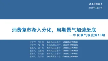 中观景气纵览第18期:消费复苏渐入分化,周期景气加速赶底-20220727-华安证券-60页