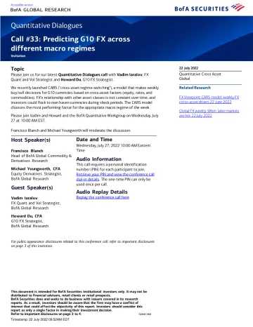 BOFA-Quantitative Dialogues_Call #33 Predicting G10 FX across different macro regimes
