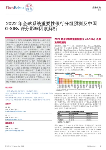 2022年全球系统重要性银行分组预测及中国G-SIBs评分影响因素解析-7页