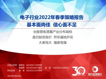 电子行业2022年春季策略报告：基本面尚佳，信心面不足-20220323-申万宏源-33页