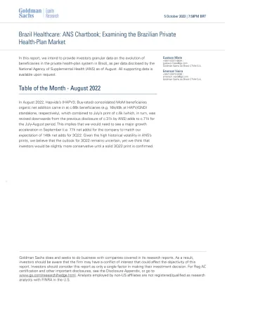 Brazil Healthcare_ ANS Chartbook; Examining the Brazilian Private Health-Plan Market(1)