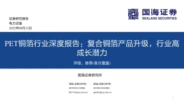 PET铜箔行业深度报告:复合铜箔产品升级,行业高成长潜力-20220812-国海证券-24页