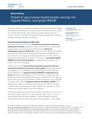 Metals & Mining_ Pockets of value emerge despite broader earnings risk_ Upgrade FMGAU, downgrade HNDLIN(1)