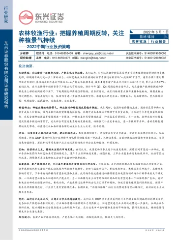 农林牧渔行业2022中期行业投资策略：把握养殖周期反转，关注种植景气持续-20220601-东兴证券-21页