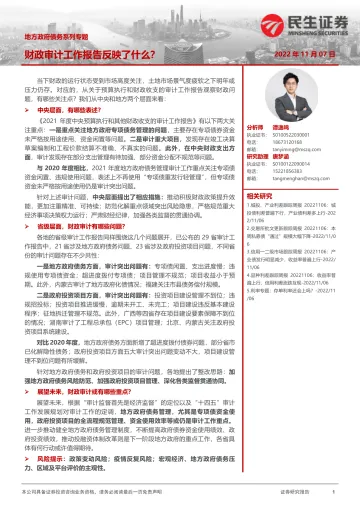 地方政府债务系列专题:财政审计工作报告反映了什么?-20221107-民生证券-33页