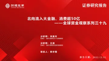 全球资金观察系列三十九：北向流入大金融、消费超50亿-20221231-财通证券-30页