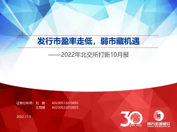 2022年北交所打新10月报:发行市盈率走低,弱市藏机遇-20221103-申万宏源-23页
