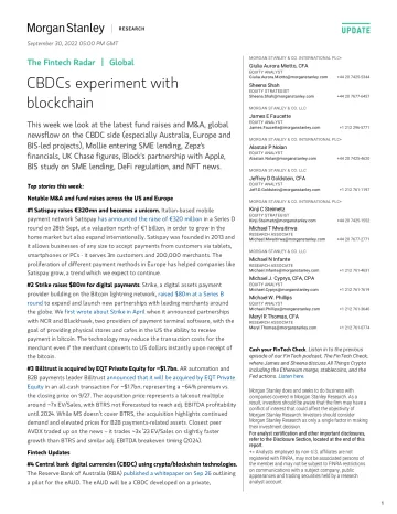 2022-09-30-Morgan Stanley-The Fintech Radar CBDCs experiment with blockchain-98514568