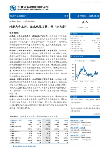 东北证券-炬光科技(688167)精雕光学上游,激光赋能万物,做“纵光者”-230330