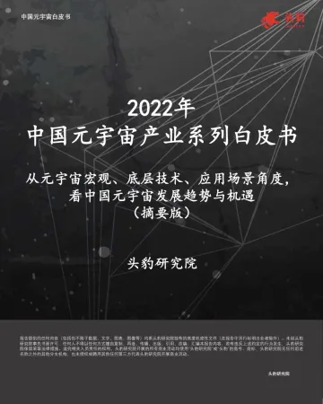 2022年中国元宇宙产业系列白皮书:从元宇宙宏观、底层技术、应用场景角度,看中国元宇宙发展趋势与机遇(摘要版)-2022.08-63页-WN8