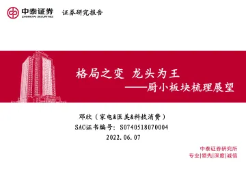 家电行业厨小板块梳理展望:格局之变,龙头为王-20220607-中泰证券-20页