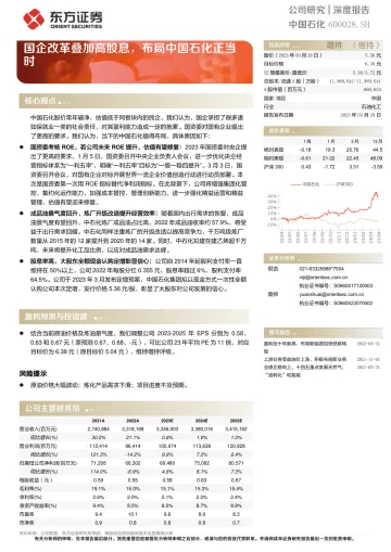 东方证券-中国石化(600028)国企改革叠加高股息,布局中国石化正当时-230329