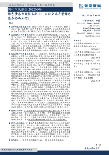 固收深度报告:绿色债券专题报告之五,当前全球存量绿色债券格局如何?-20220606-东吴证券-26页