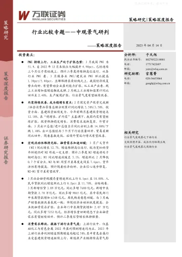 万联证券-策略深度报告:行业比较专题——中观景气研判-230414