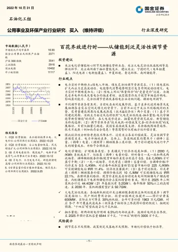公用事业及环保产业行业研究:百花齐放进行时,从储能到泛灵活性调节资源-20221031-国金证券-31页