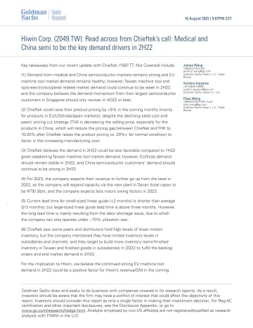 Hiwin Corp. (2049.TW)_ Read across from Chieftek's call_ Medical and China semi to be the key demand drivers in 2H22(1)