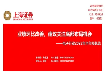 电子行业2023年半年报总结:业绩环比改善,建议关注底部布局机会-20230912-上海证券-30页