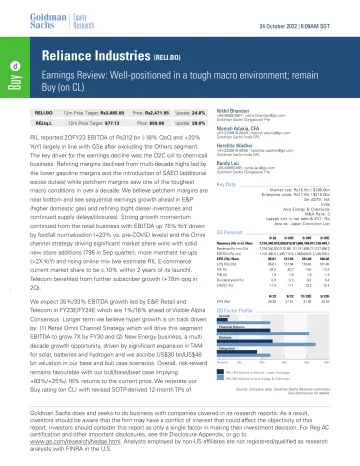 Reliance Industries (RELI.BO)_ Earnings Review_ Well-positioned in a tough macro environment; remain Buy (on CL)(1)