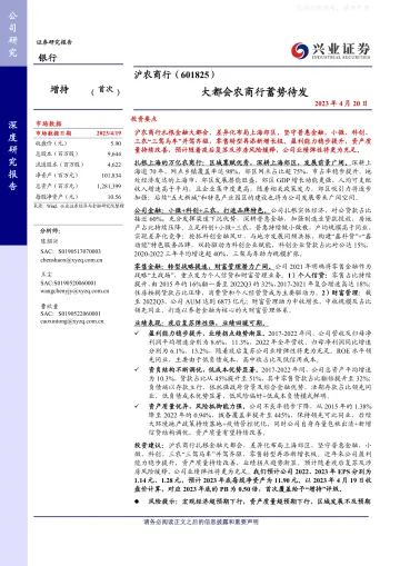 兴业证券-沪农商行(601825)大都会农商行蓄势待发-230420