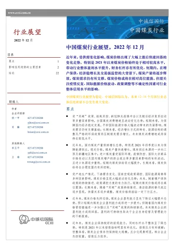 中诚信-001 中国煤炭行业展望(2022年12月)-25页