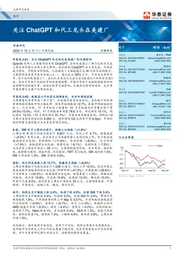电子-关注ChatGPT和代工龙头在美建厂