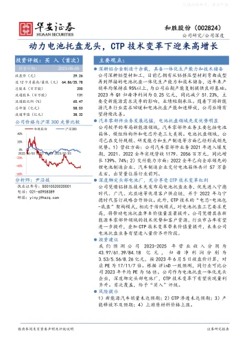 华安证券-和胜股份(002824)动力电池托盘龙头,CTP技术变革下迎来高增长-230605
