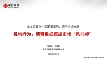 基本面量化中观配置系列:因子挖掘专题,机构行为,调研数据挖掘市场“风向标”-20220922-中信证券-21页