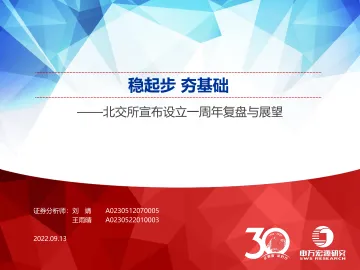 北交所宣布设立一周年复盘与展望：稳起步，夯基础-20220913-申万宏源-34页