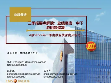 A股2022年三季度报业绩深度分析之一:三季报要点解读,业绩磨底,中下游明显修复-20221031-招商证券-31页