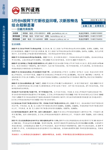 日新月异系列:3月份A股网下打新收益回暖,次新股精选组合超额显著-20220401-东兴证券-16页
