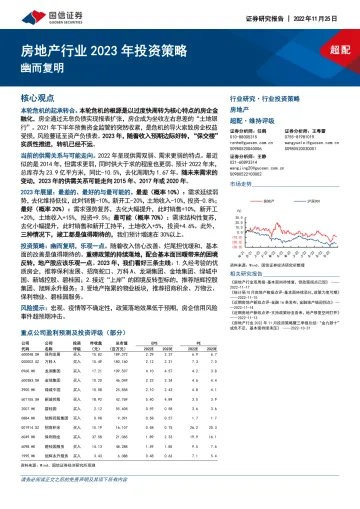 房地产行业2023年投资策略:幽而复明-20221125-国信证券-43页
