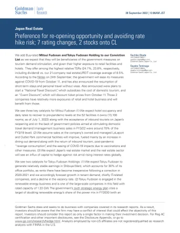 Japan Real Estate_ Preference for re-opening opportunity and avoiding rate hike risk; 7 rating changes, 2 stocks onto CL(1)