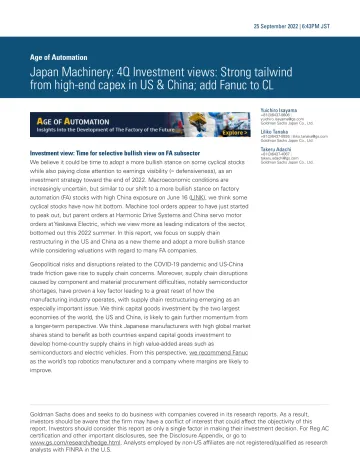 Age of Automation_ Japan Machinery_ 4Q Investment views_ Strong tailwind from high-end capex in US & China; add Fanuc to CL