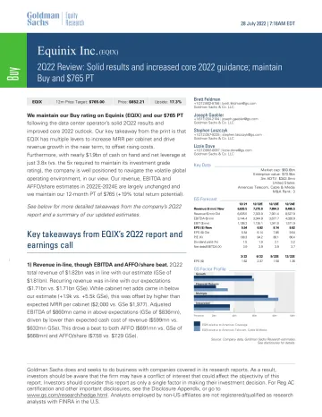 Equinix Inc. (EQIX)_ 2Q22 Review_ Solid results and increased core 2022 guidance; maintain Buy and $765 PT(1)