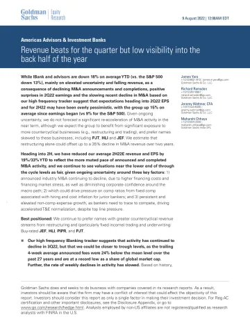 Americas Advisors & Investment Banks_ Revenue beats for the quarter but low visibility into the back half of the year(1)