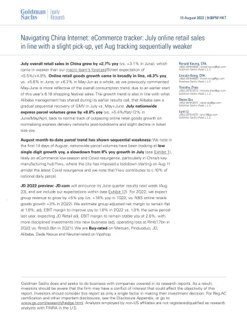 Navigating China Internet_ eCommerce tracker_ July online retail sales in line with a slight pick-up, yet Aug tracking sequen...(1)