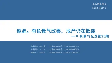 中观景气纵览第25期:能源、有色景气改善,地产仍在低迷-20221109-华安证券-32页