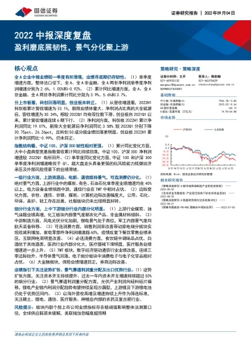 2022中报深度复盘:盈利磨底展韧性,景气分化聚上游-20220904-国信证券-30页