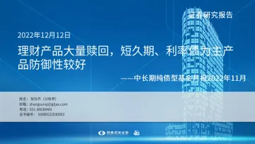 中长期纯债型基金月报2022年11月:理财产品大量赎回,短久期、利率债为主产品防御性较好-20221212-国泰君安-24页