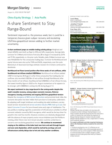 China Equity Strategy A-share Sentiment to Stay Range-Bound...--04Aug