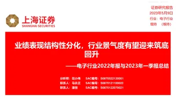 上海证券-电子行业2022年报与2023年一季报总结：业绩表现结构性分化，行业景气度有望迎来筑底回升-230509
