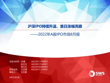 2022年A股IPO市场8月报:沪深IPO持续升温,首日涨幅亮眼-20220902-申万宏源-18页