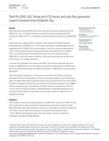 Shell Plc (SHEL.AS)_ Strong set of 2Q results and cash flow generation support increased share buybacks; Buy (1)