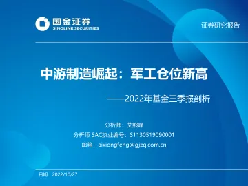 2022年基金三季报剖析:中游制造崛起,军工仓位新高-20221027-国金证券-35页